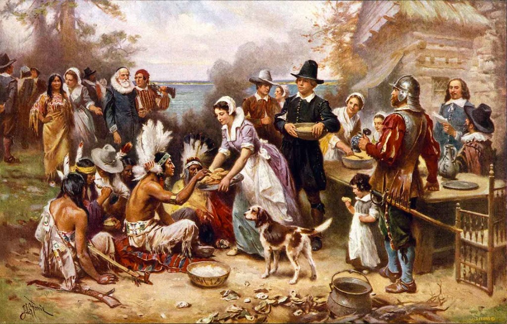 1st Thanksgiving w Pilgrams & Indians